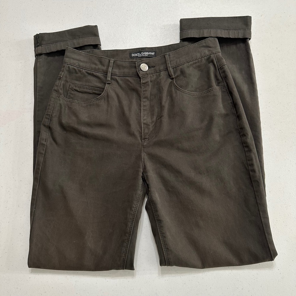 Dolce & Gabbana Charcoal Olive Cuffed Straight Leg Pants Made Italy Y2K VTG Sz 2